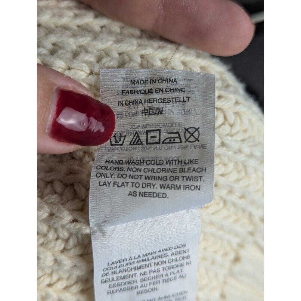 XXS J. CREW Cotton & Wool Sweater - Chunky Cable Knit w/ Slit and Fringe - Picture 9 of 12